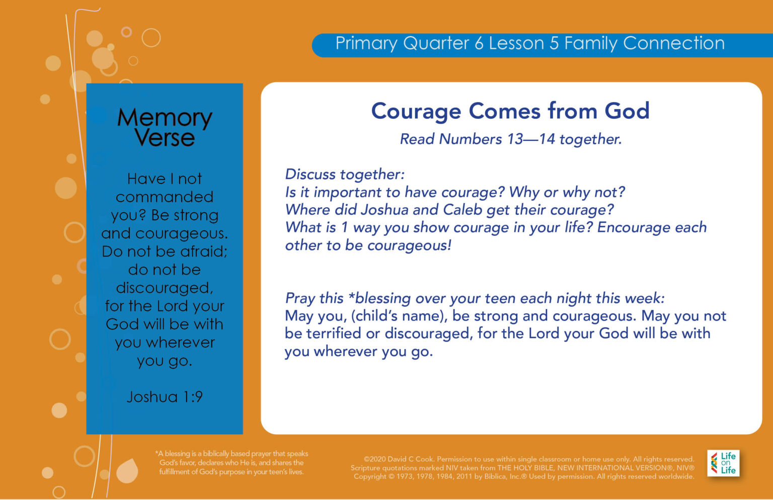 Courage Comes from God Life on Life Sunday School Curriculum
